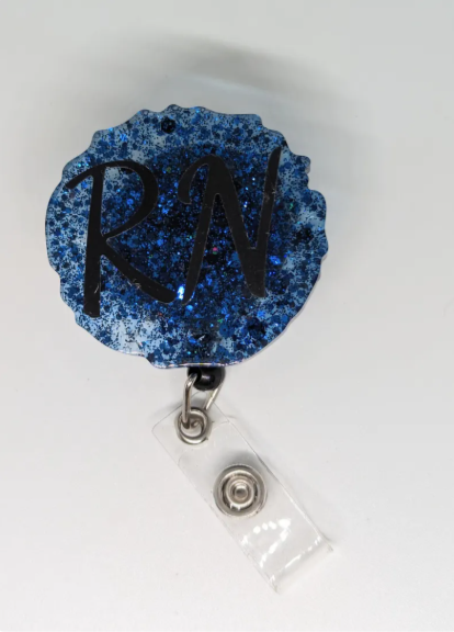 Blue RN badge reel