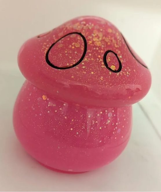 Bright Pink Handmade Epoxy Resin Mushroom Jar